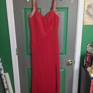 Emerald Sundae Red Sequin Strapless Gown